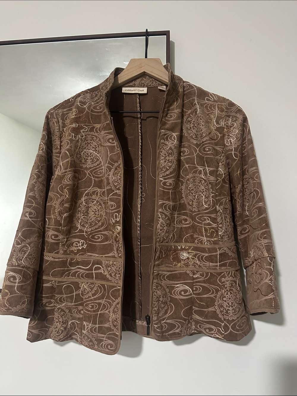 Coldwater Creek Brown Embroidered Open-Front Blazer (8)